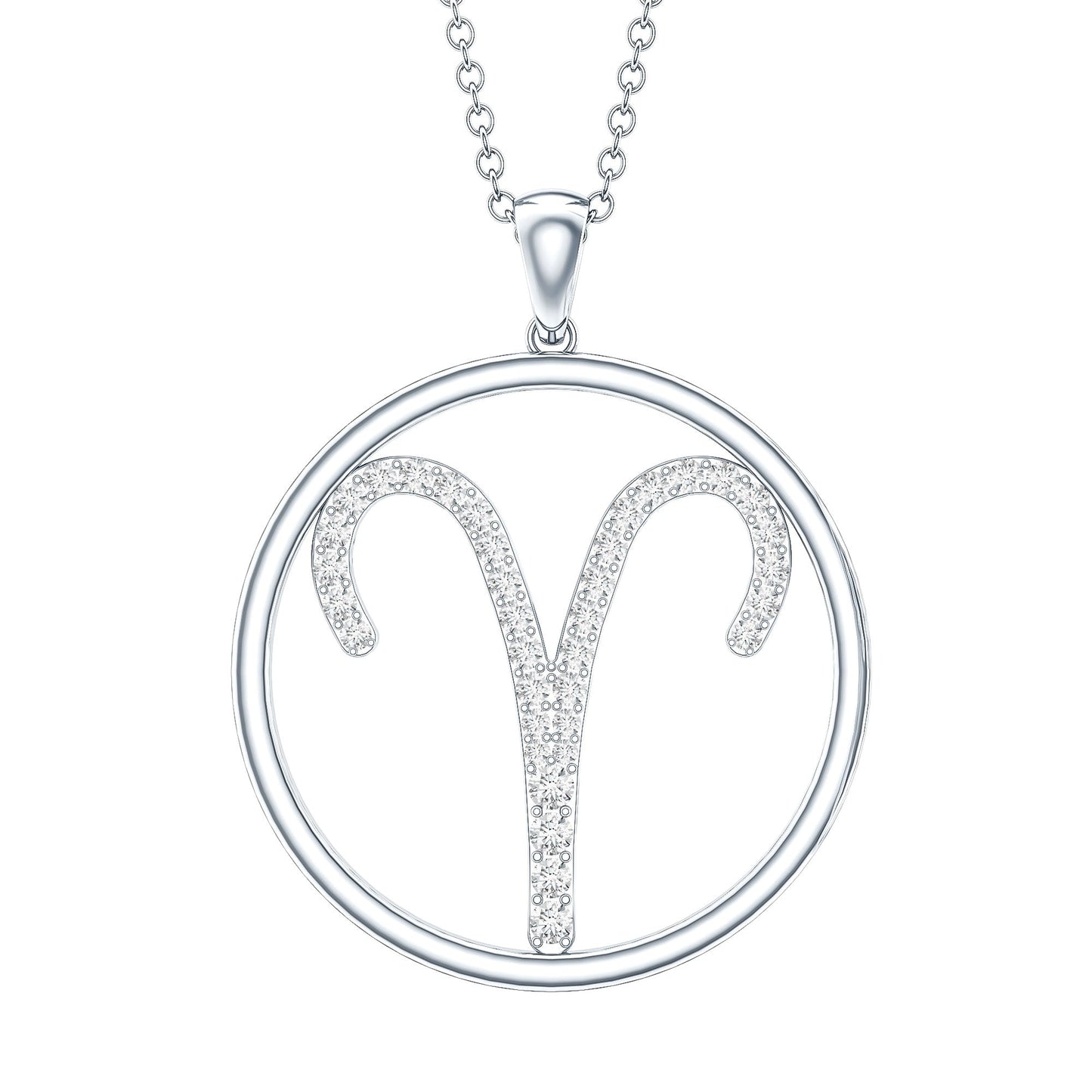 Certified Moissanite Aries Zodiac Sign Pendant Necklace