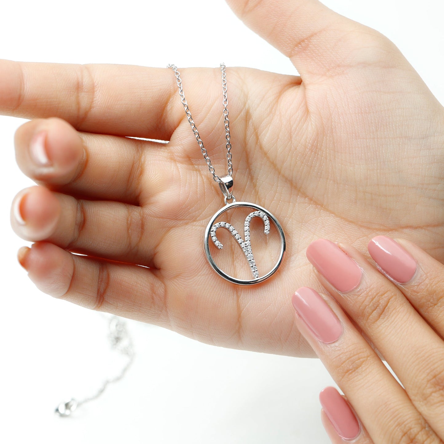 Certified Moissanite Aries Zodiac Sign Pendant Necklace