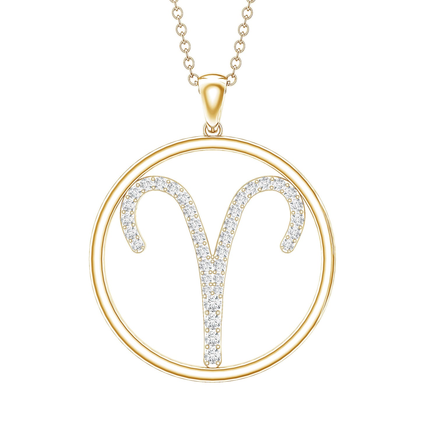 Certified Moissanite Aries Zodiac Sign Pendant Necklace