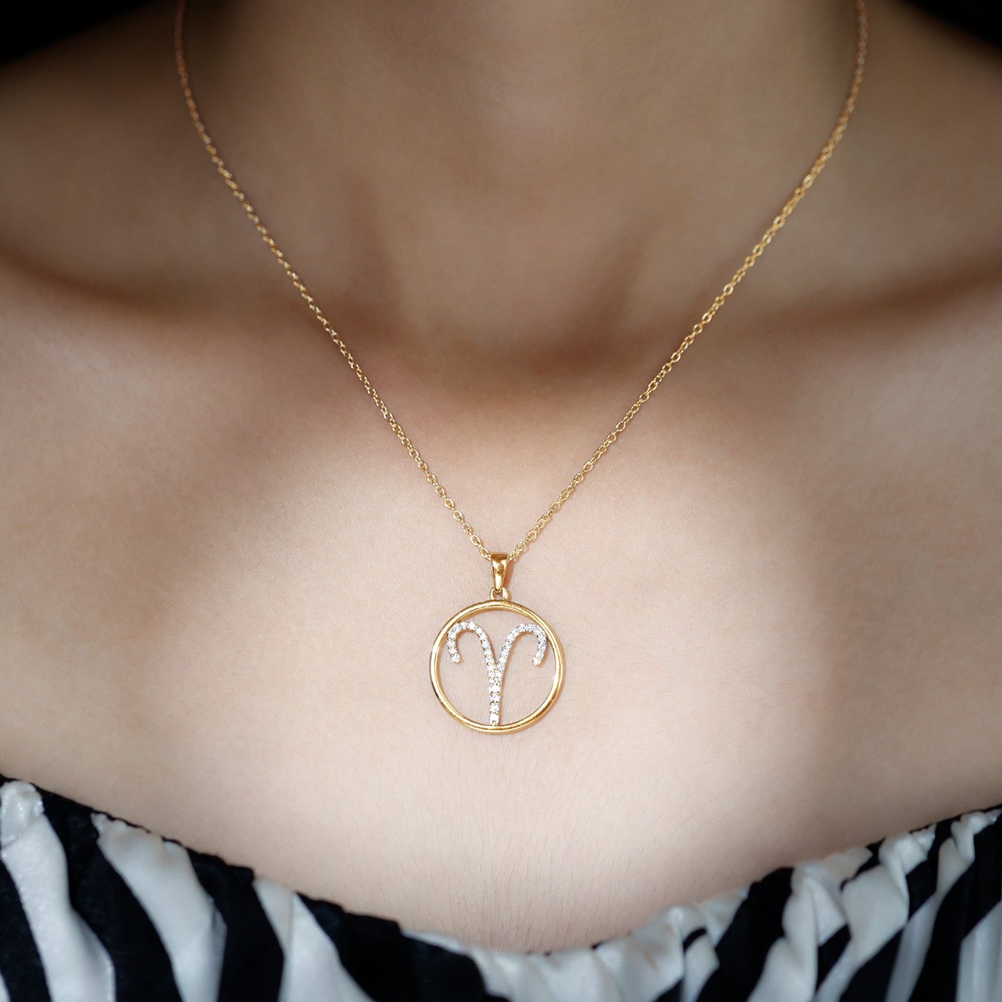 Certified Moissanite Aries Zodiac Sign Pendant Necklace