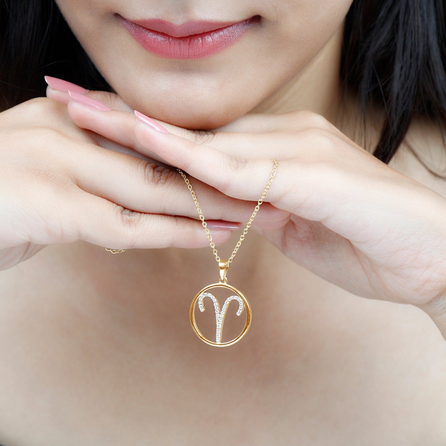 Certified Moissanite Aries Zodiac Sign Pendant Necklace