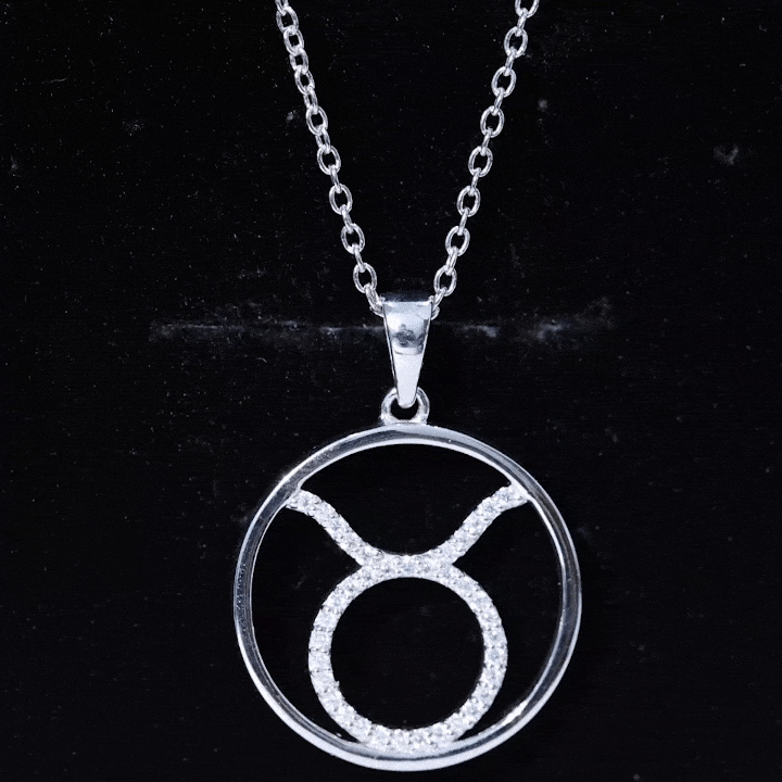 Certified Moissanite Taurus Zodiac Sign Pendant Necklace