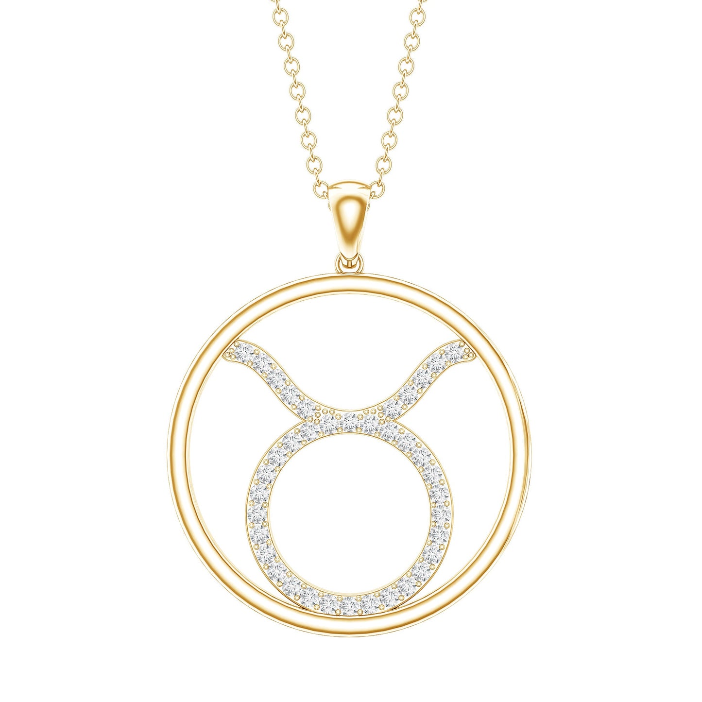 Certified Moissanite Taurus Zodiac Sign Pendant Necklace