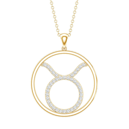 Certified Moissanite Taurus Zodiac Sign Pendant Necklace