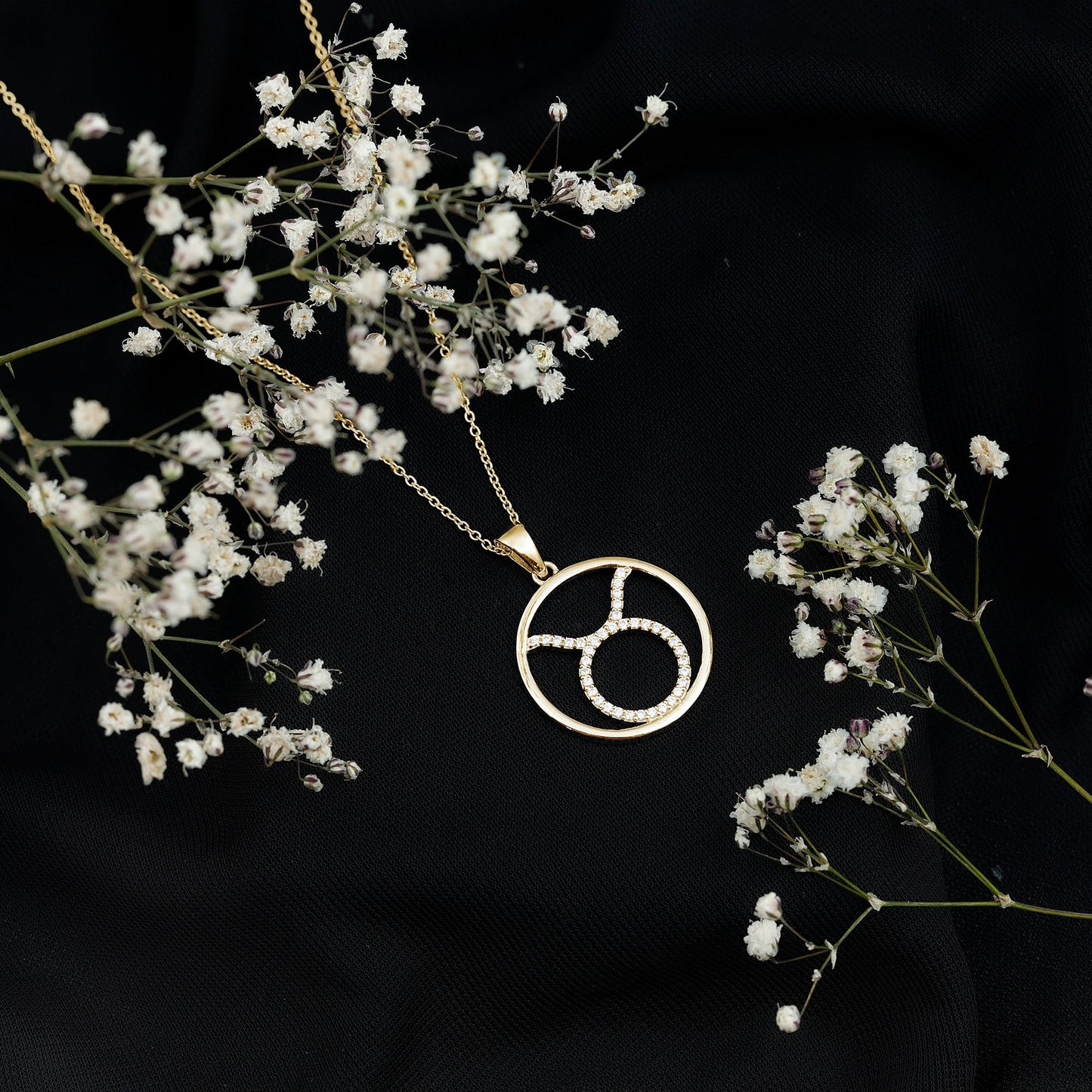 Certified Moissanite Taurus Zodiac Sign Pendant Necklace