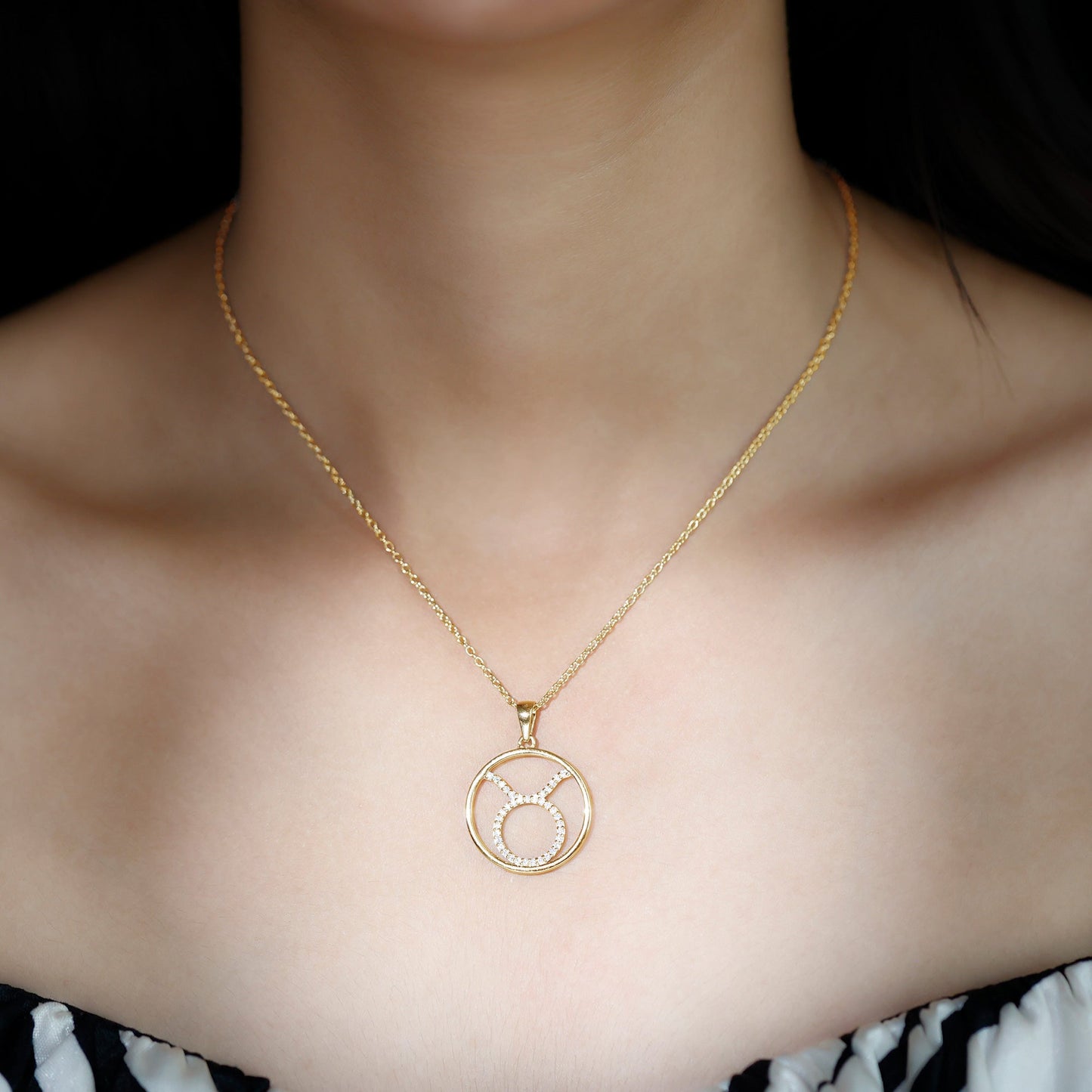 Certified Moissanite Taurus Zodiac Sign Pendant Necklace