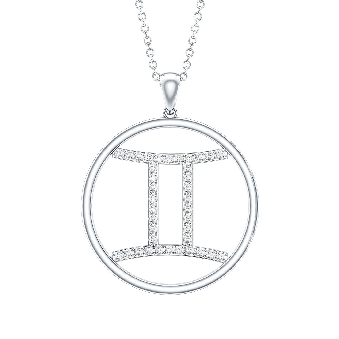 Certified Moissanite Gemini Zodiac Sign Pendant Necklace