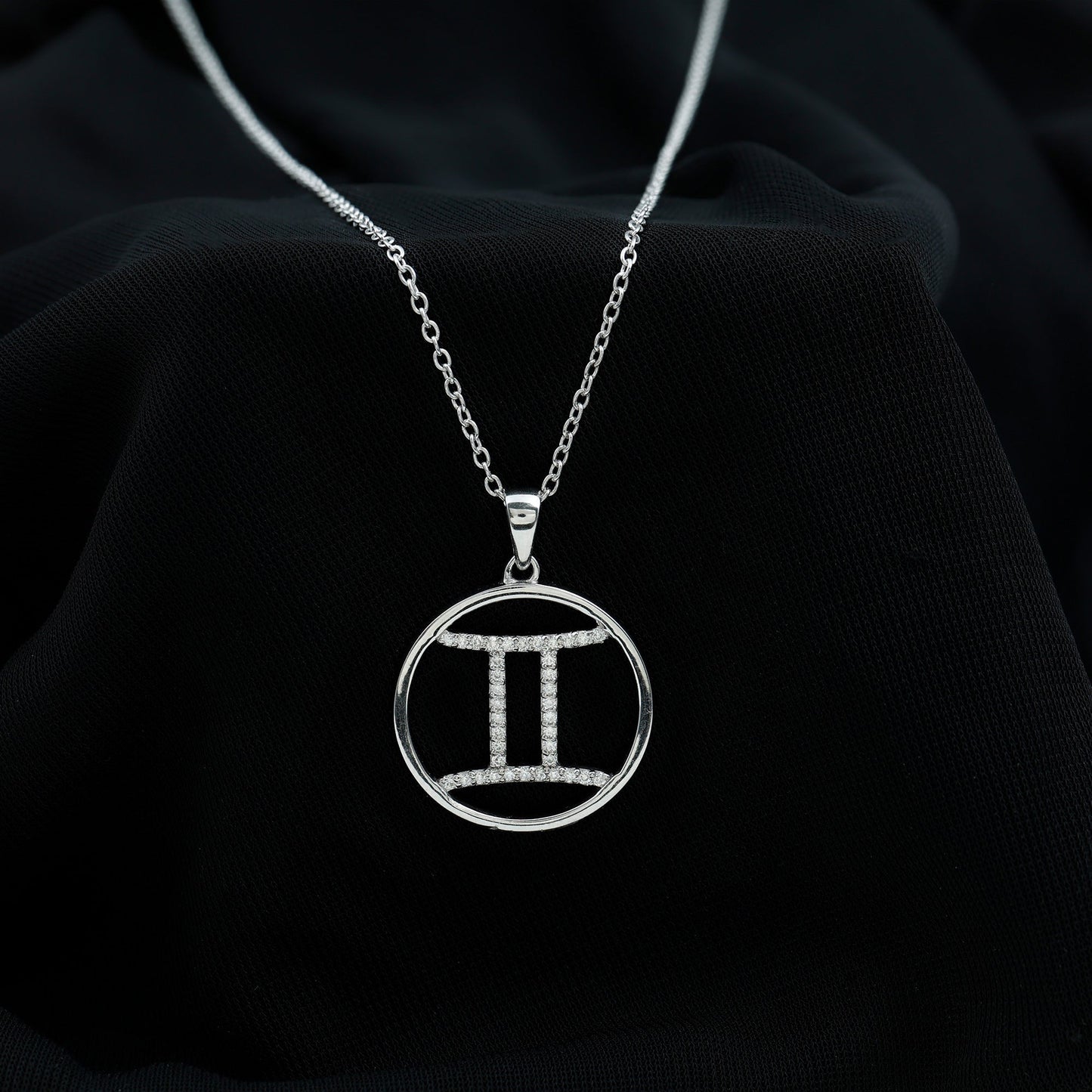 Certified Moissanite Gemini Zodiac Sign Pendant Necklace