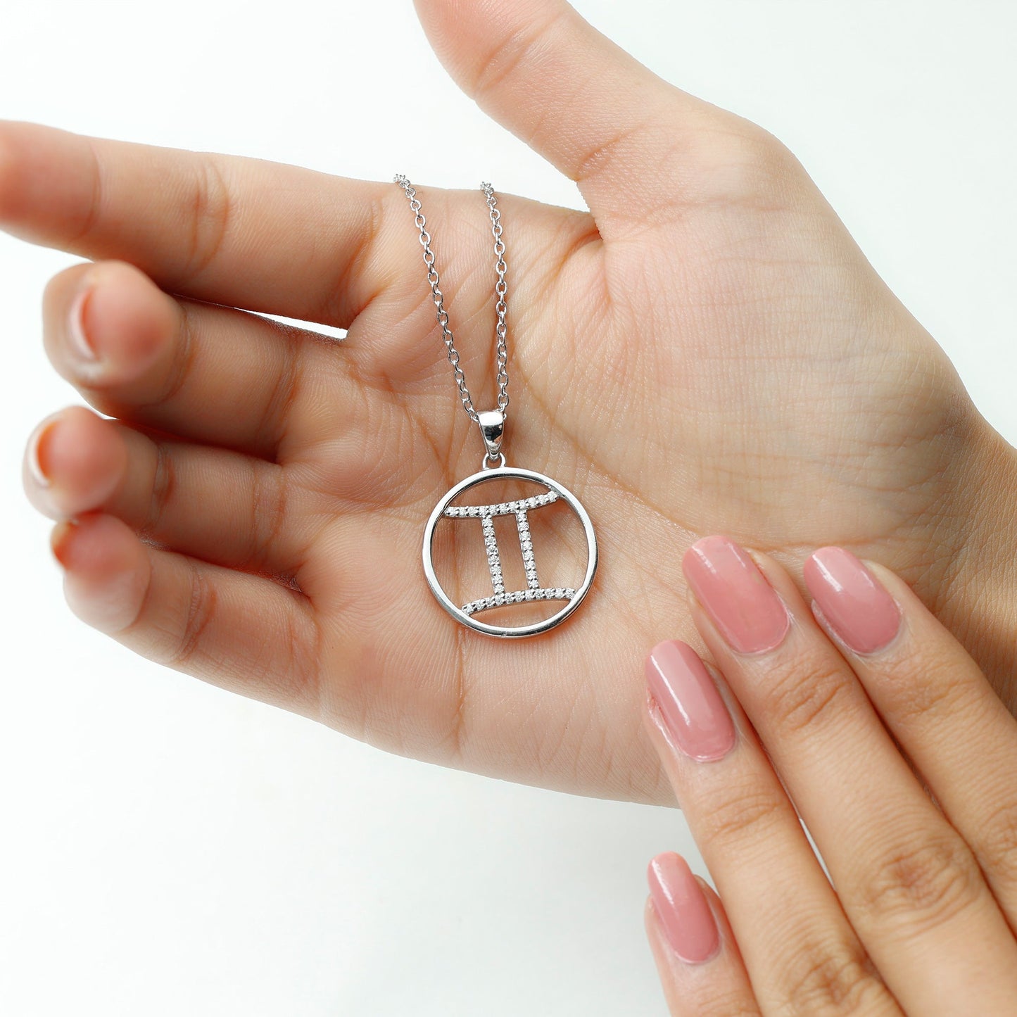 Certified Moissanite Gemini Zodiac Sign Pendant Necklace