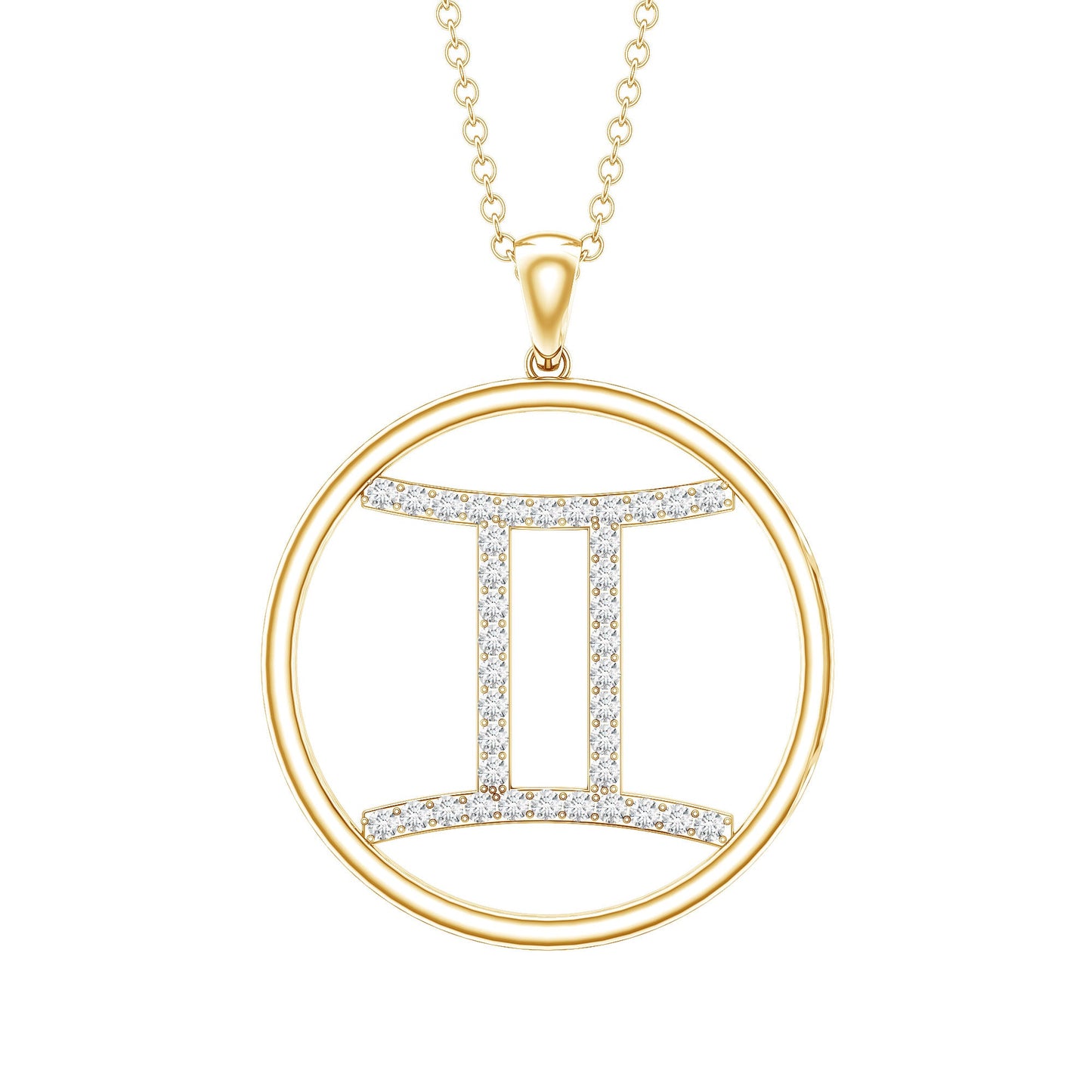 Certified Moissanite Gemini Zodiac Sign Pendant Necklace