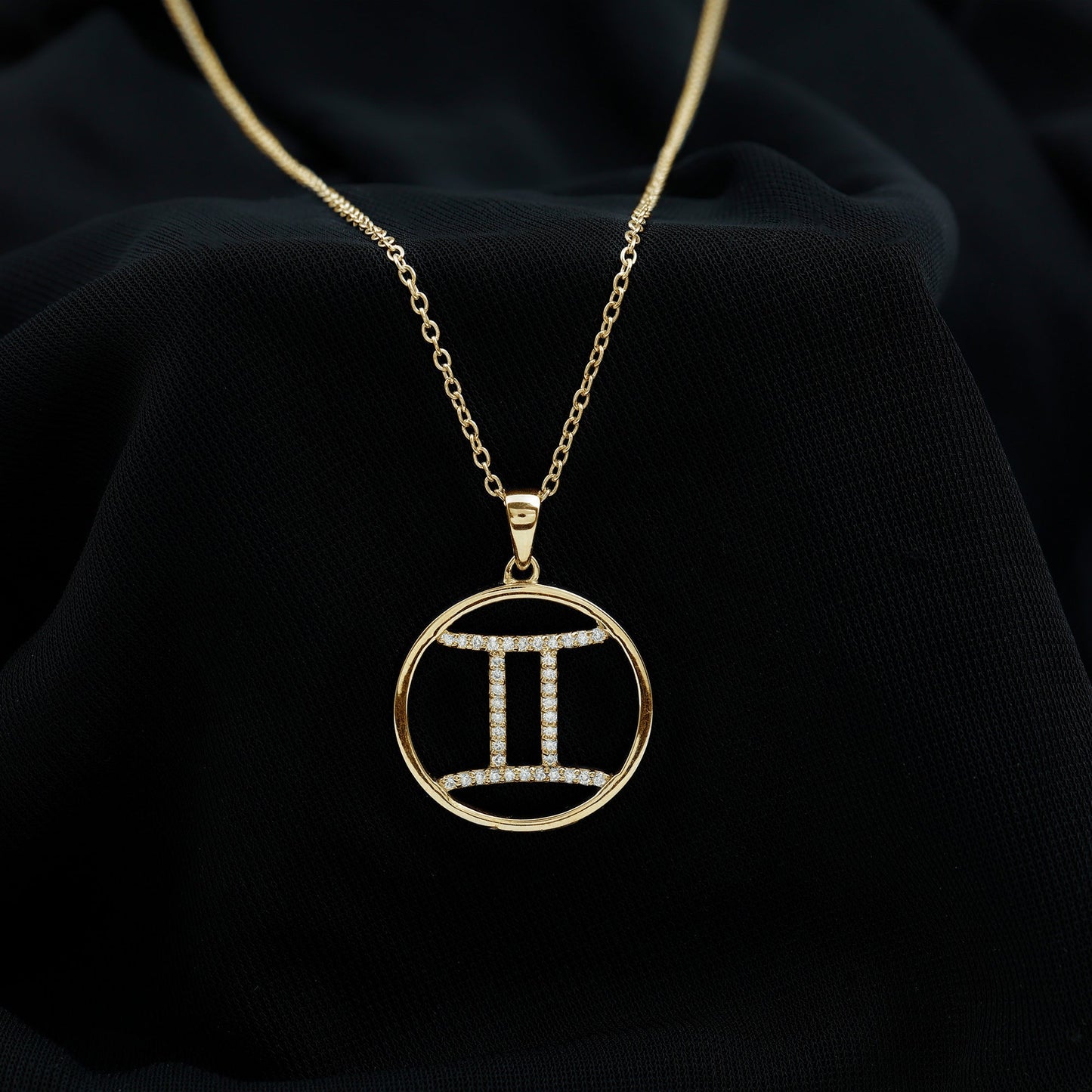 Certified Moissanite Gemini Zodiac Sign Pendant Necklace