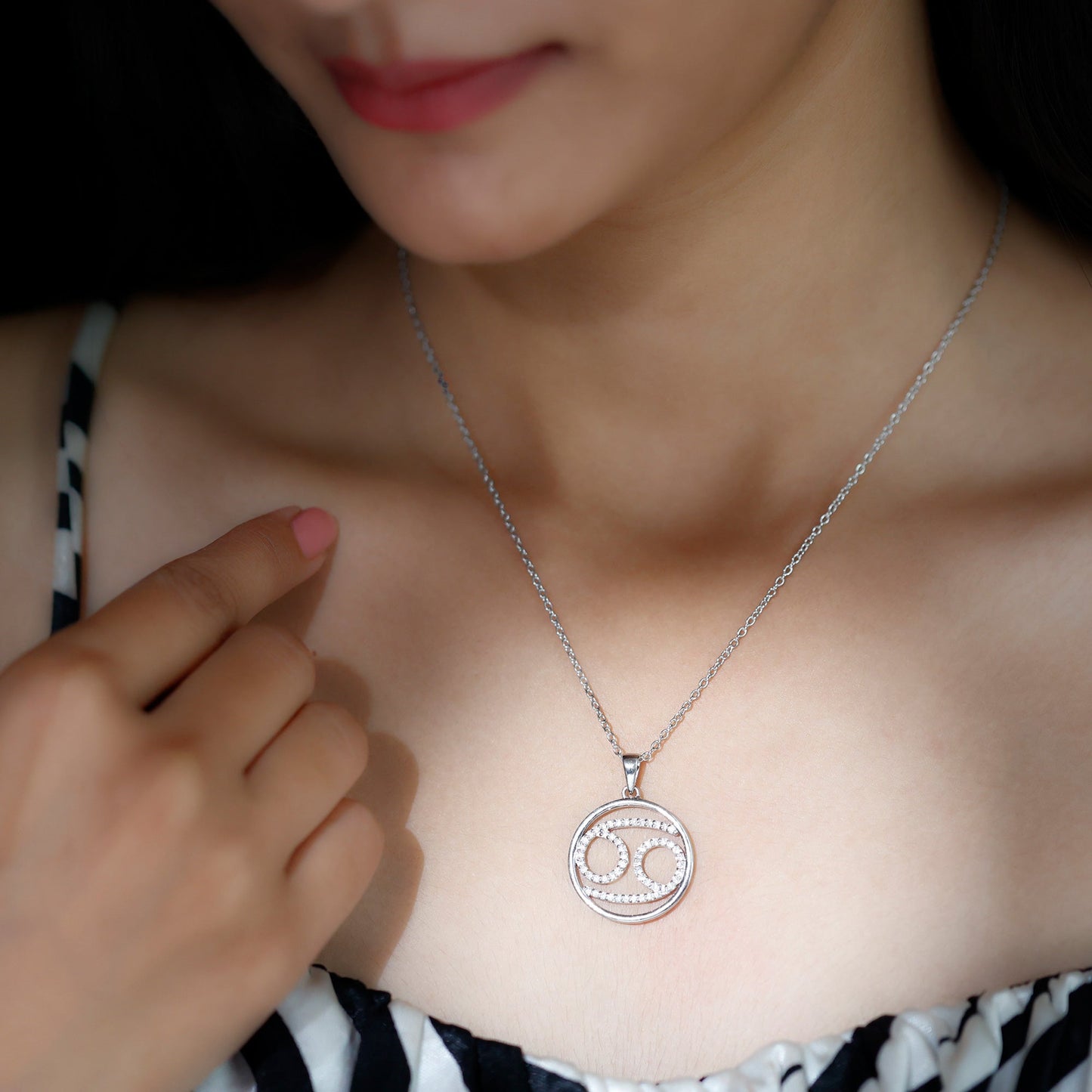 Certified Moissanite Cancer Zodiac Sign Necklace