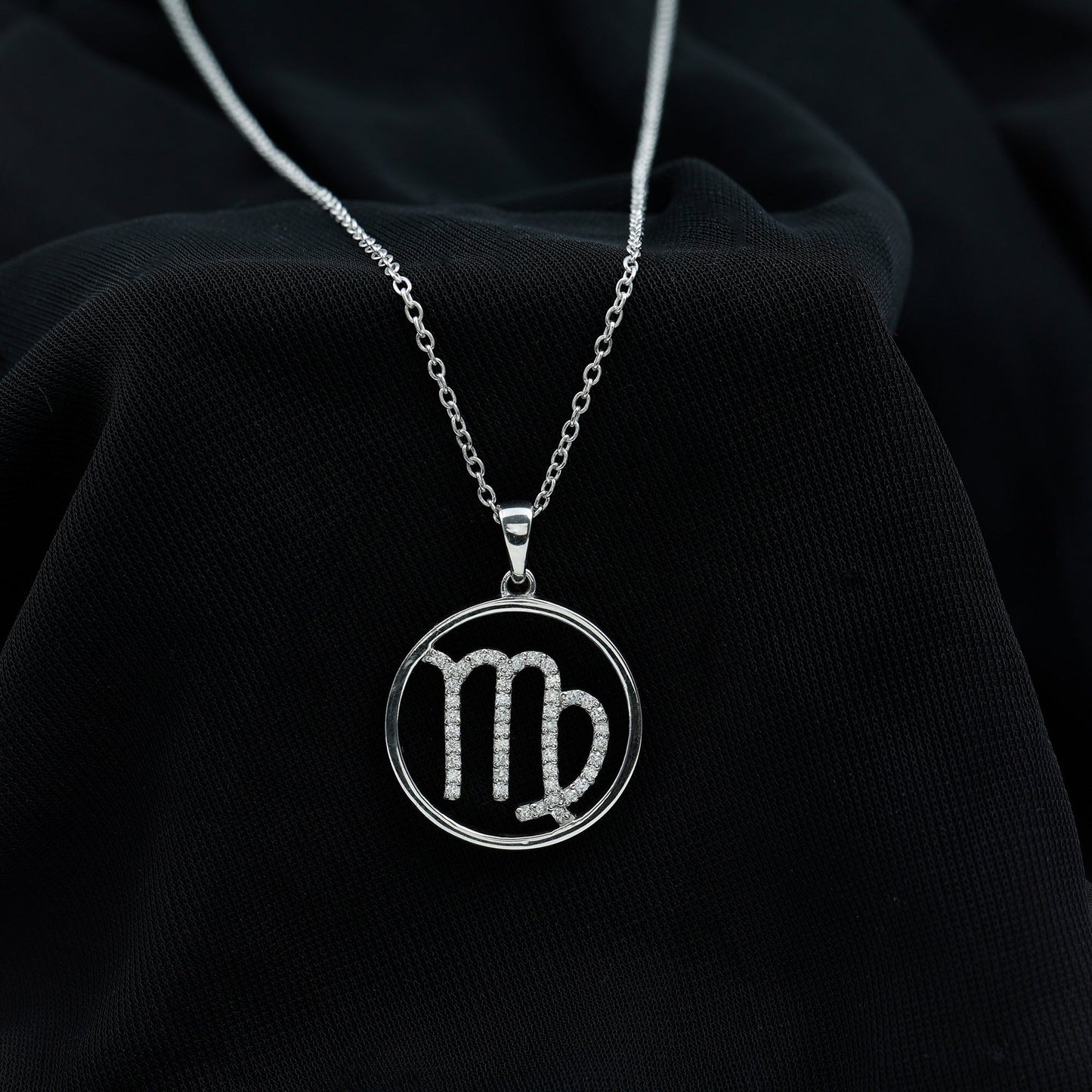 Certified Moissanite Virgo Zodiac Sign Pendant Necklace