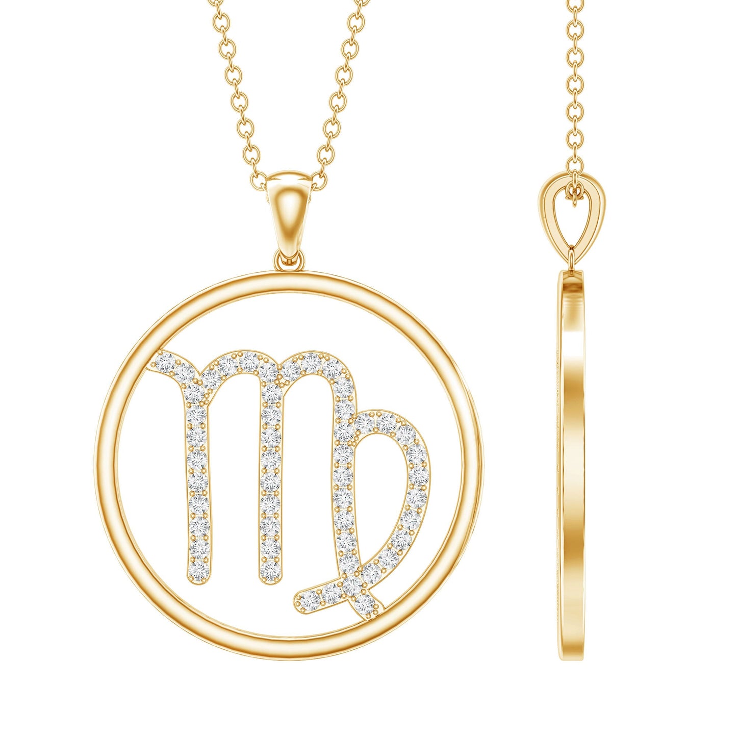 Certified Moissanite Virgo Zodiac Sign Pendant Necklace