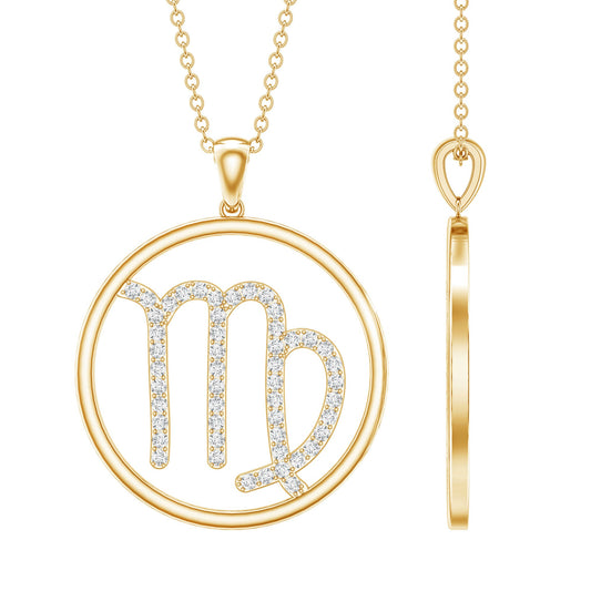 Certified Moissanite Virgo Zodiac Sign Pendant Necklace