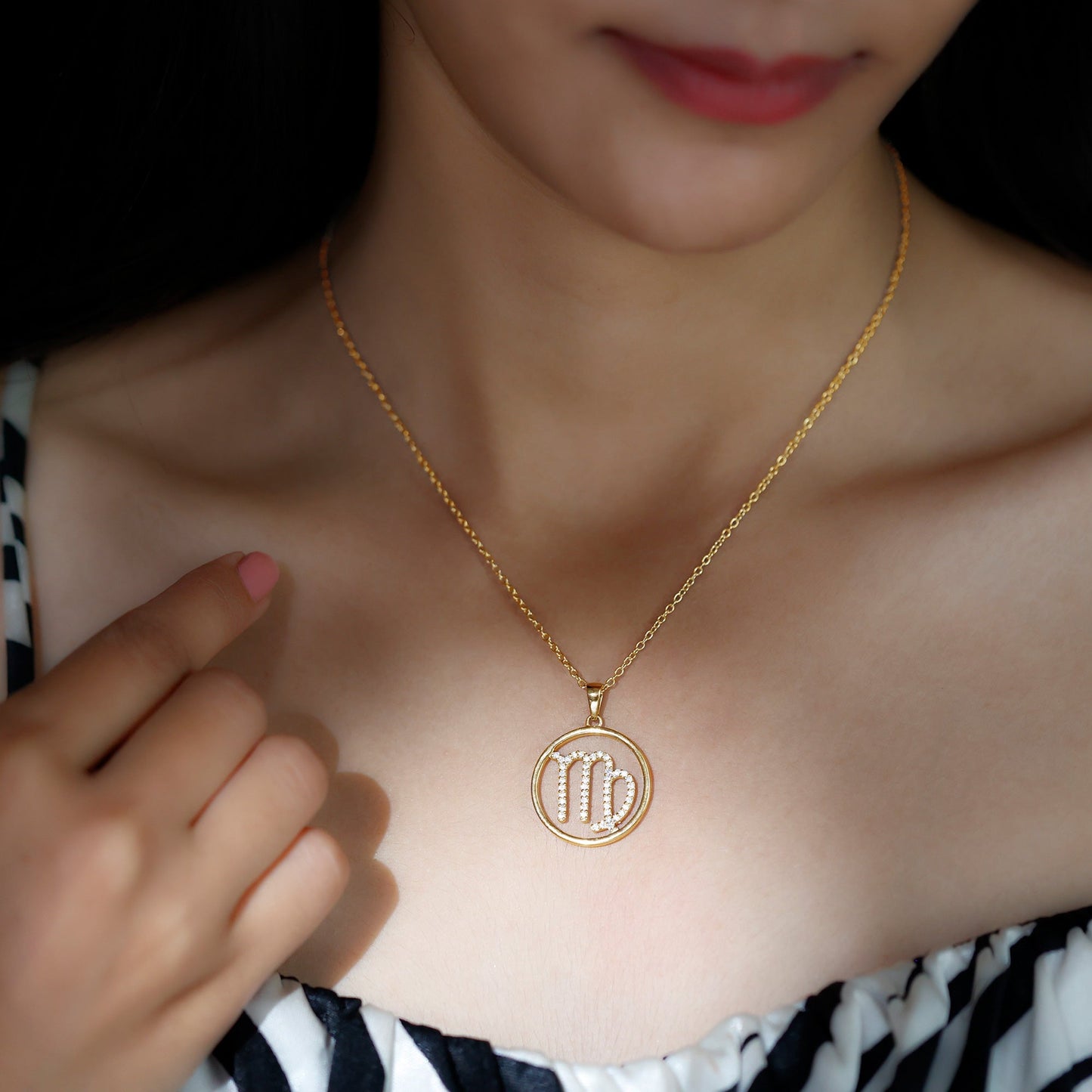 Certified Moissanite Virgo Zodiac Sign Pendant Necklace