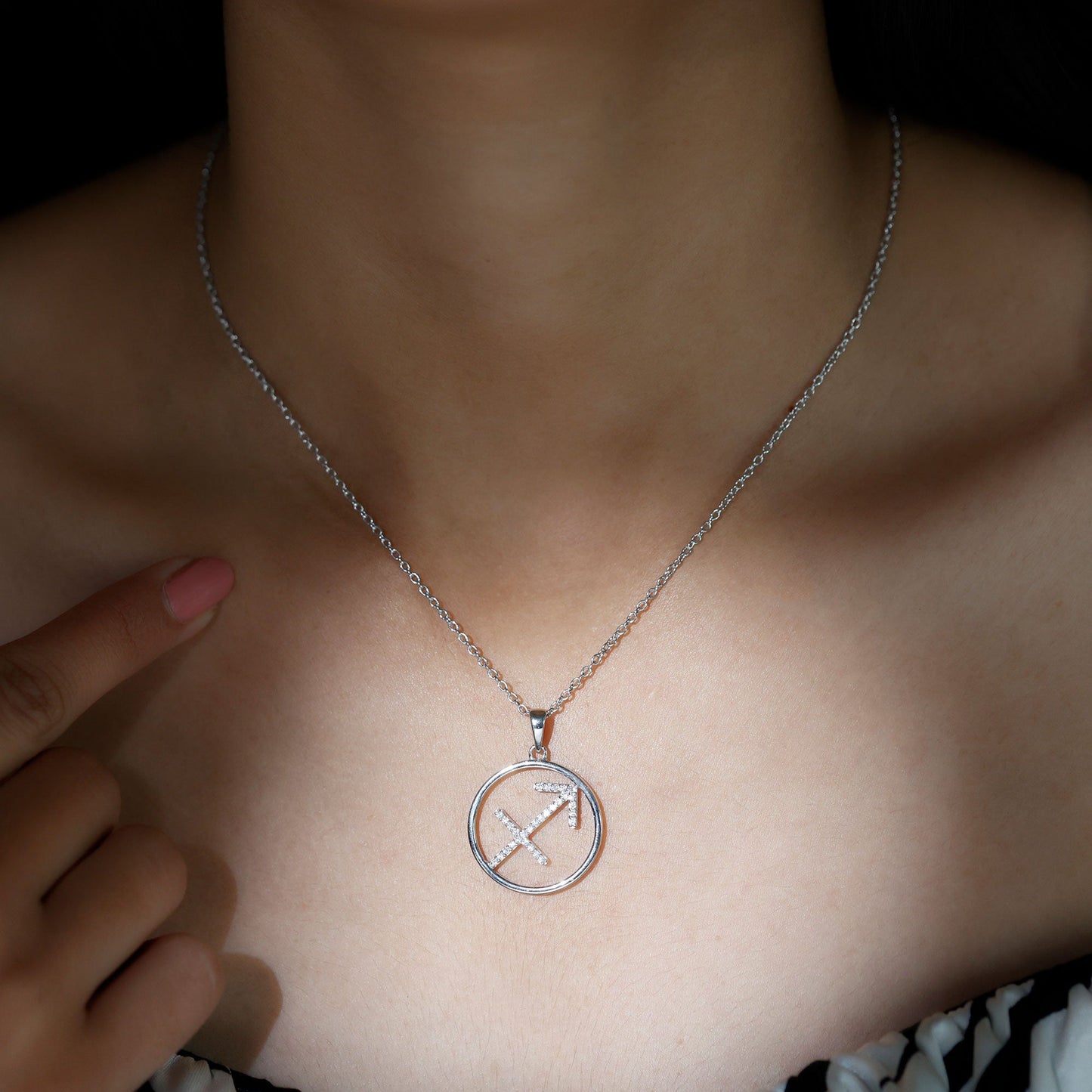 Certified Moissanite Sagittarius Zodiac Sign Necklace