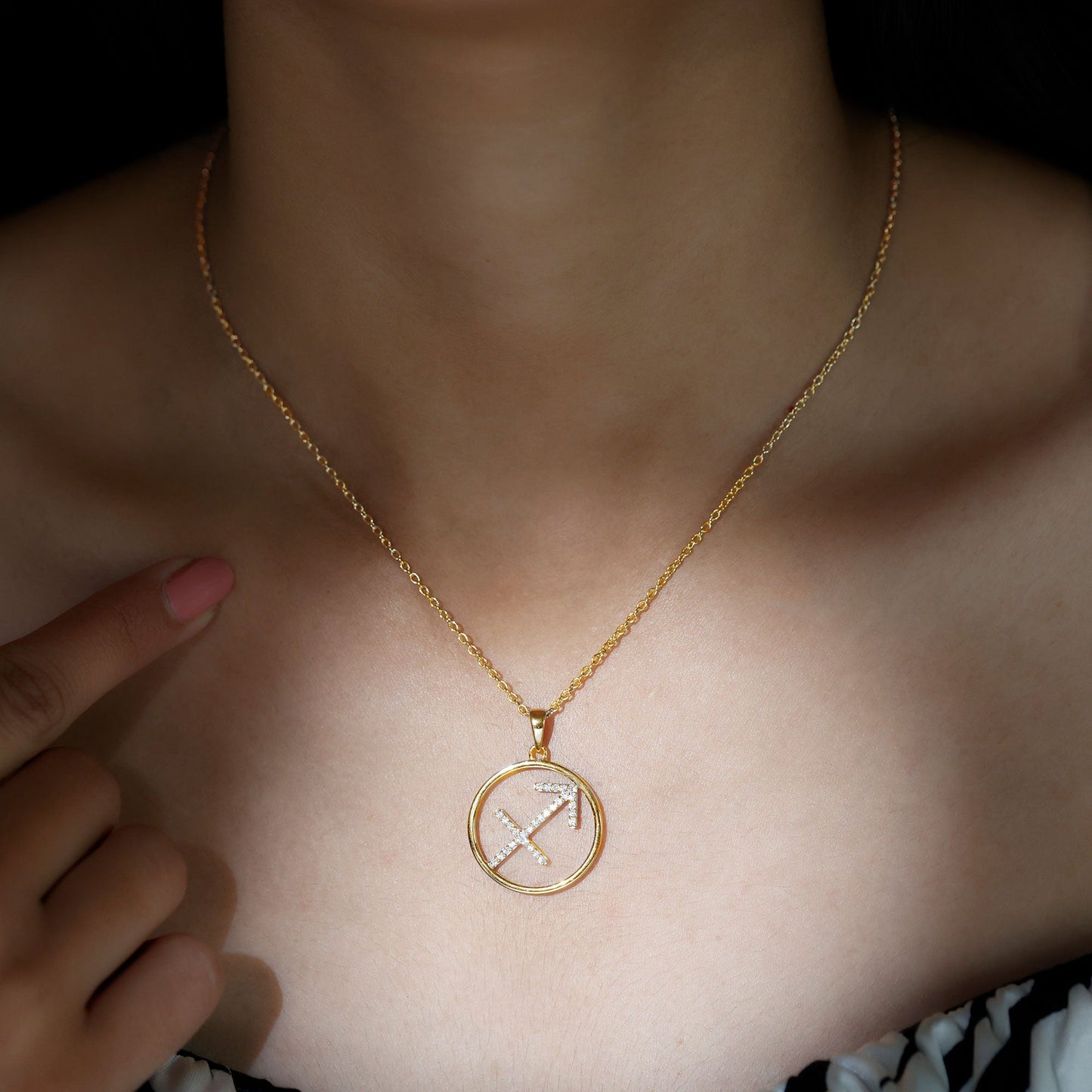 Certified Moissanite Sagittarius Zodiac Sign Necklace