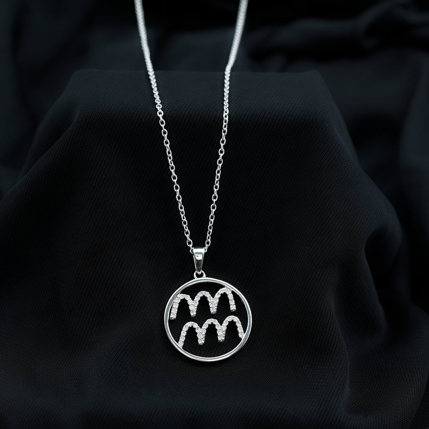 Certified Moissanite Zodiac Aquarius Pendant Necklace