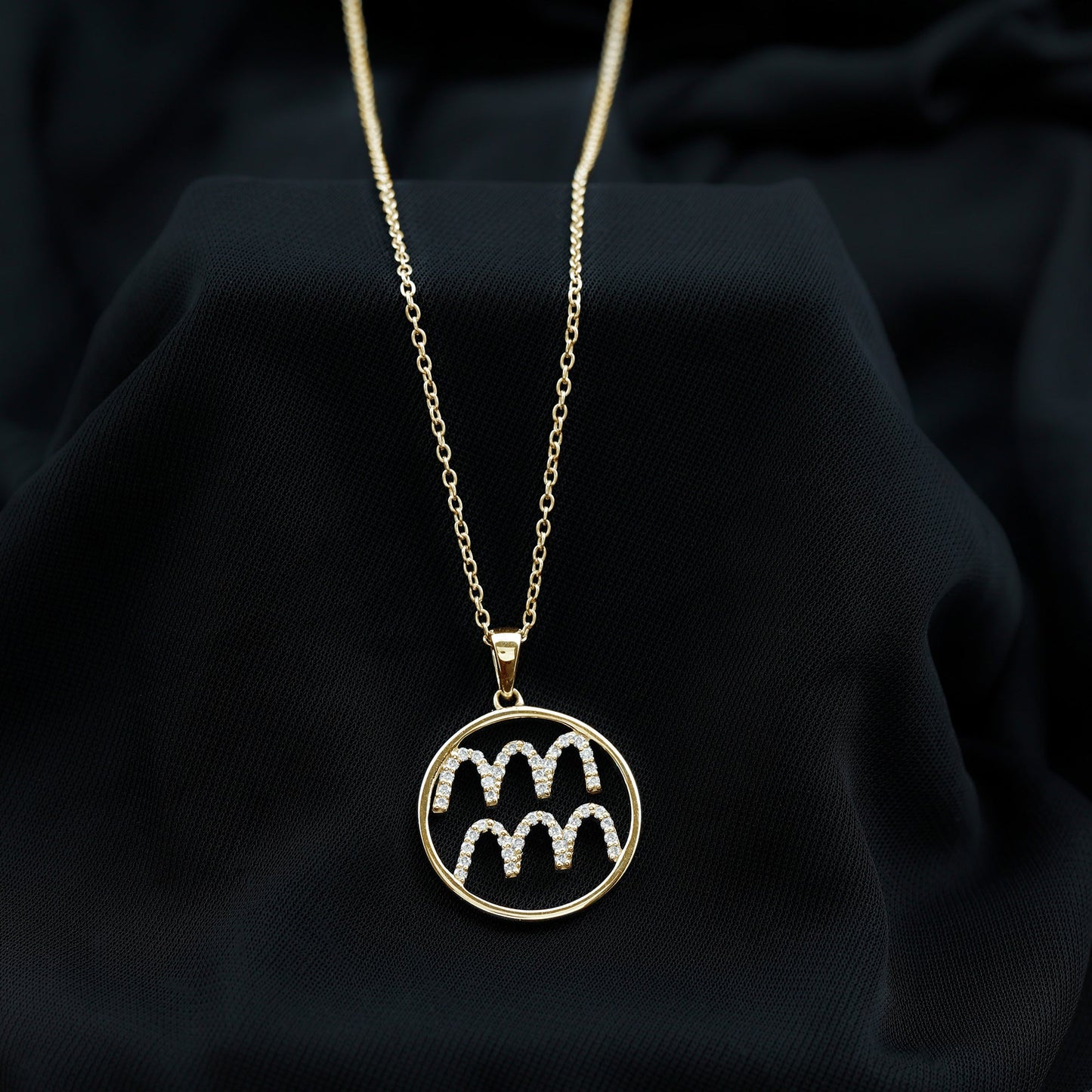 Certified Moissanite Zodiac Aquarius Pendant Necklace