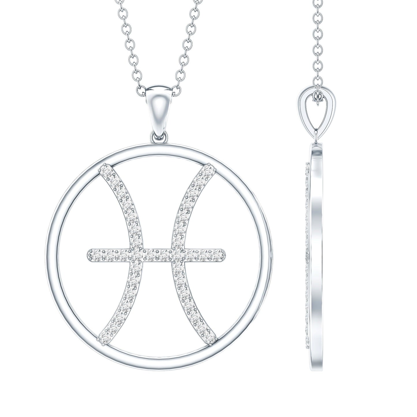 Certified Moissanite Pisces Zodiac Sign Pendant Necklace