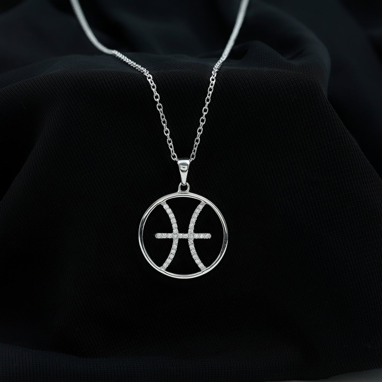 Certified Moissanite Pisces Zodiac Sign Pendant Necklace