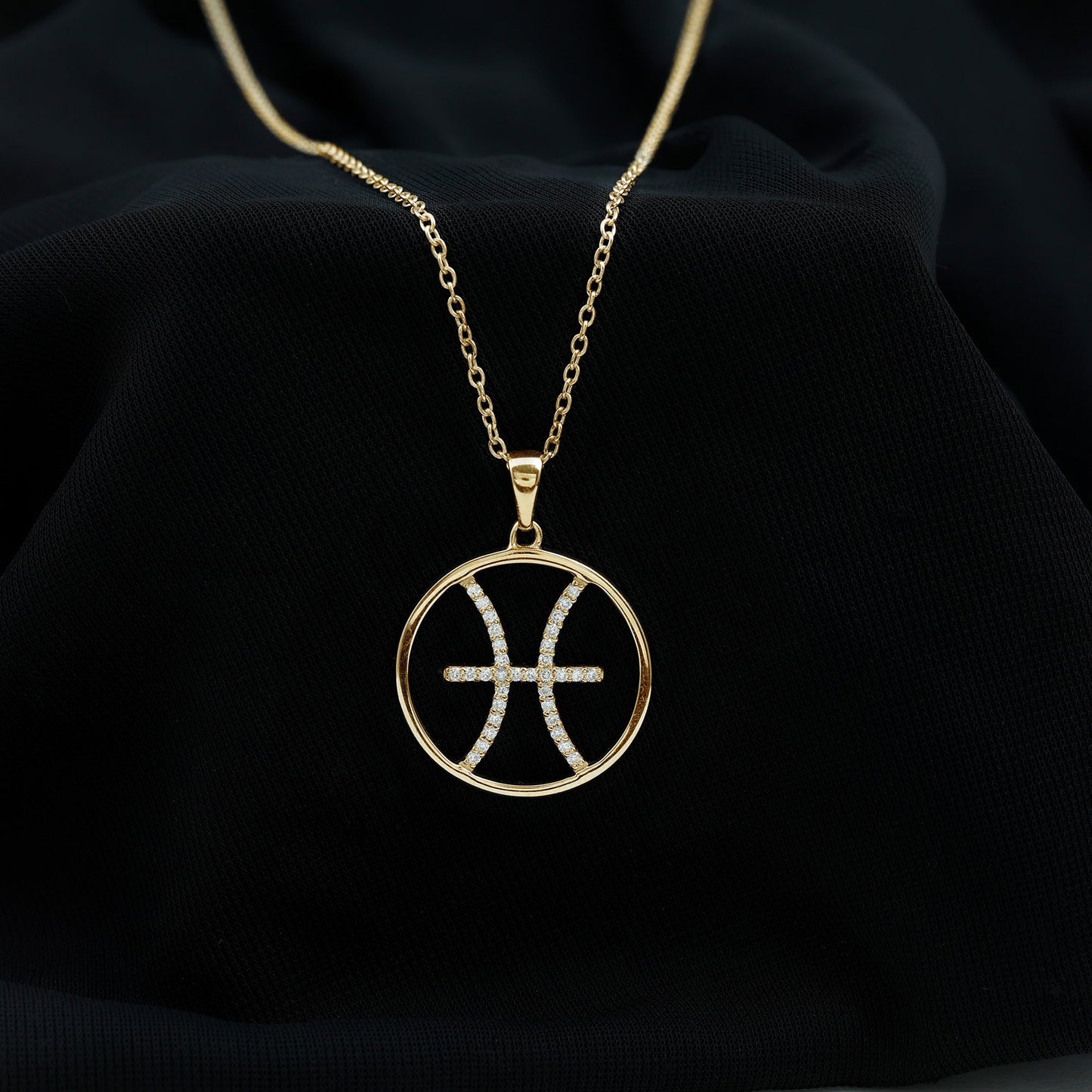 Certified Moissanite Pisces Zodiac Sign Pendant Necklace