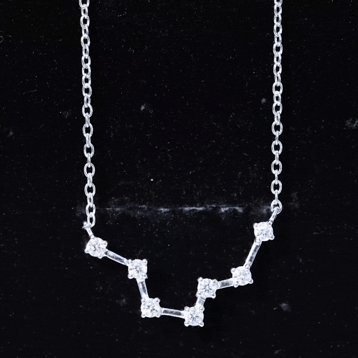 Moissanite Constellation Aquarius Zodiac Sign Necklace
