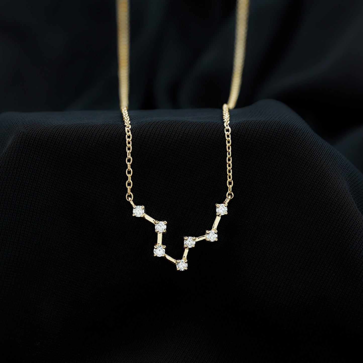 Moissanite Constellation Aquarius Zodiac Sign Necklace