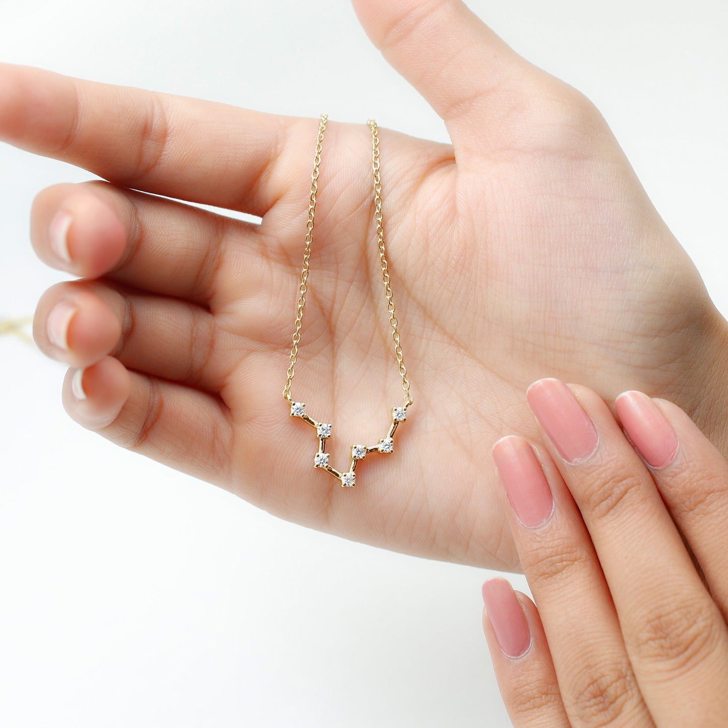 Moissanite Constellation Aquarius Zodiac Sign Necklace