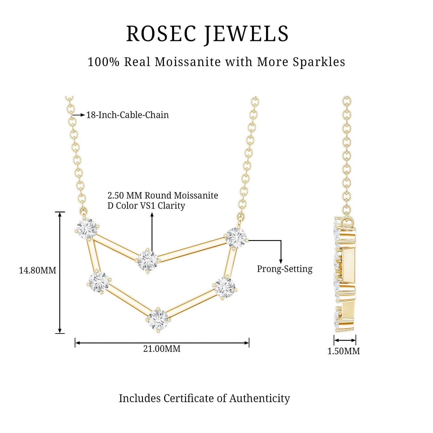 Certified Moissanite Capricorn Constellation Necklace