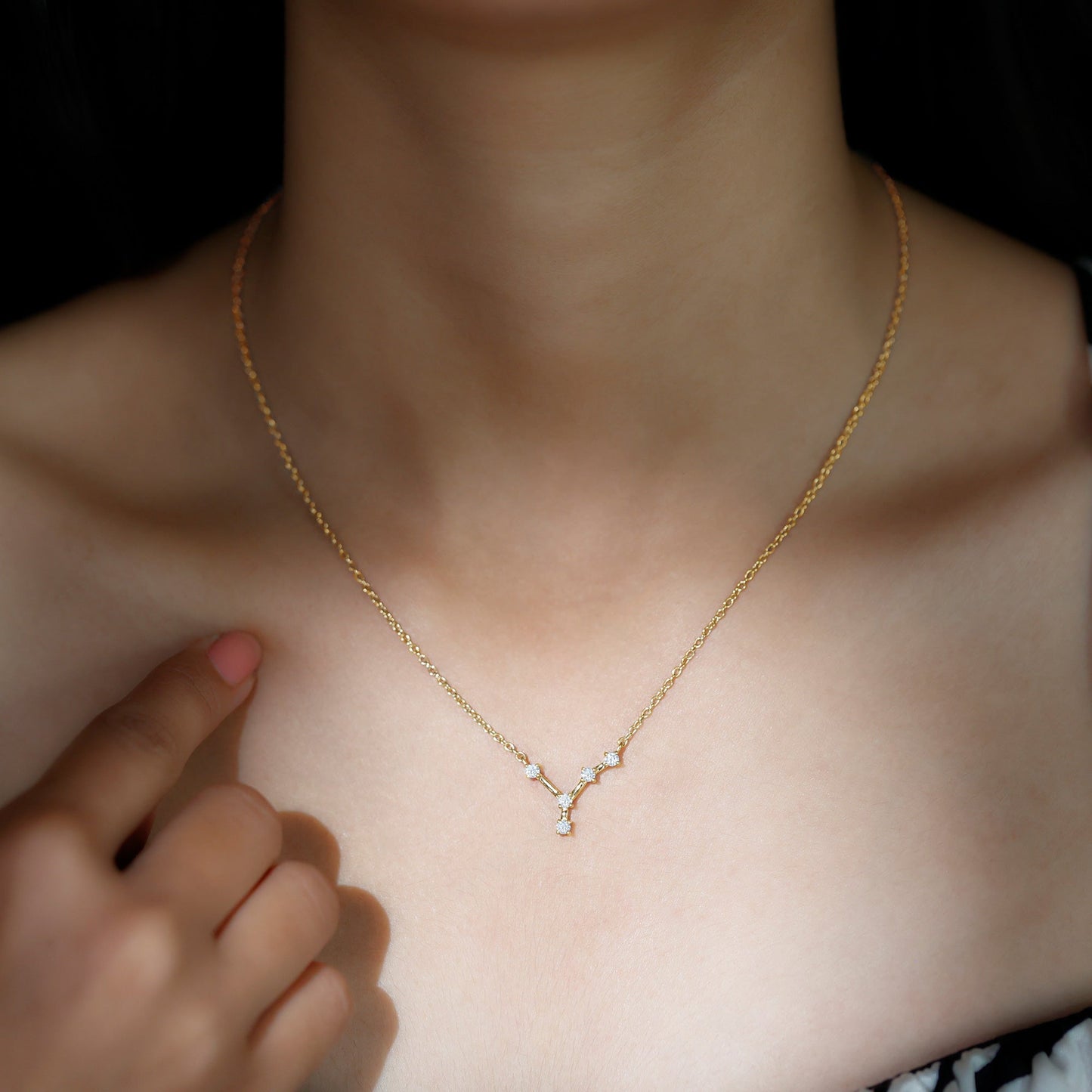 Moissanite Cancer Zodiac Constellation Necklace