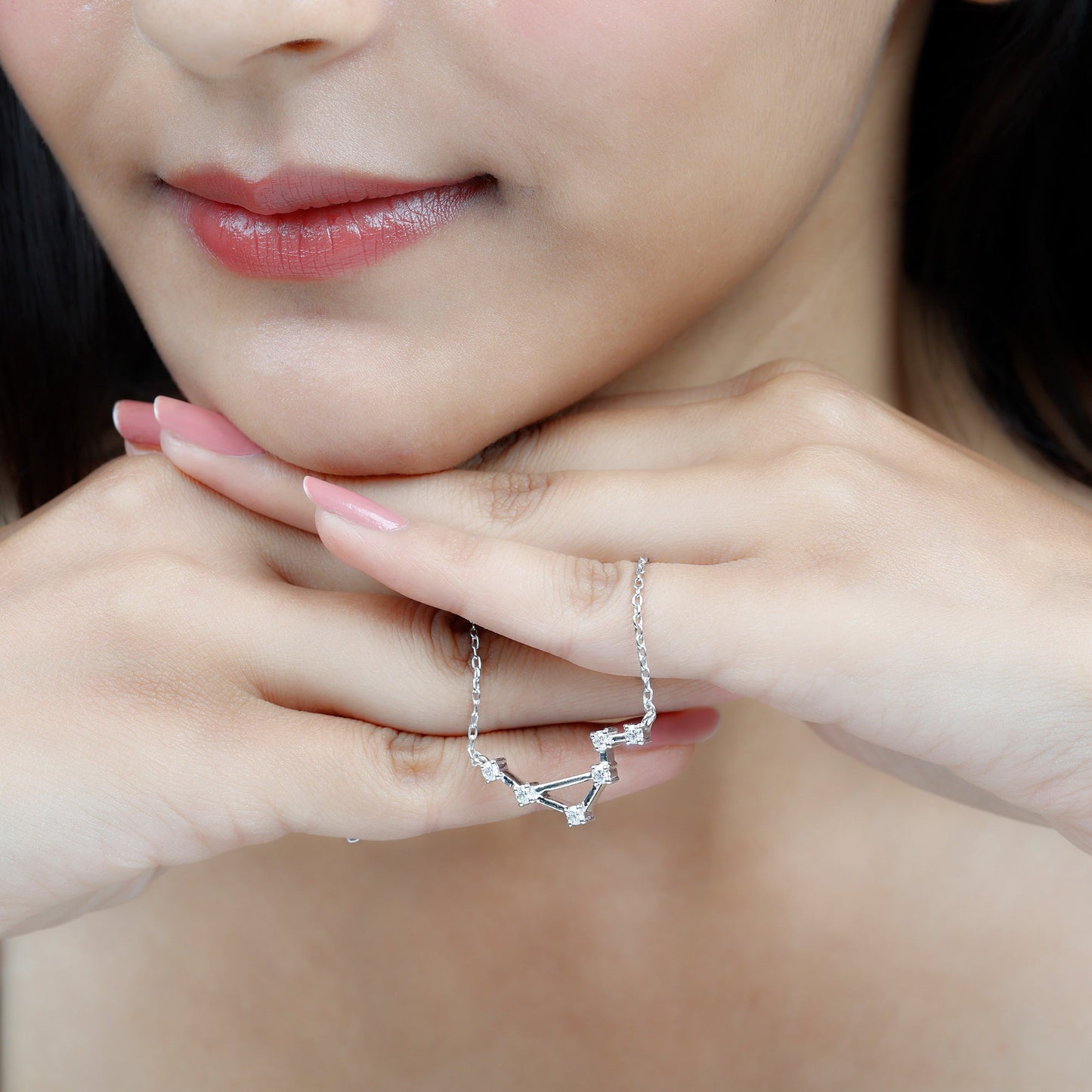Certified Moissanite Constellation Libra Zodiac Sign Necklace