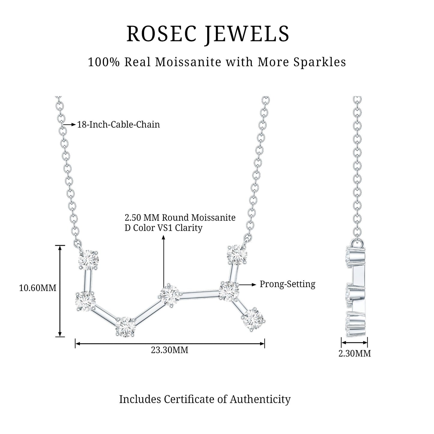 Certified Moissanite Constellation Scorpio Zodiac Necklace