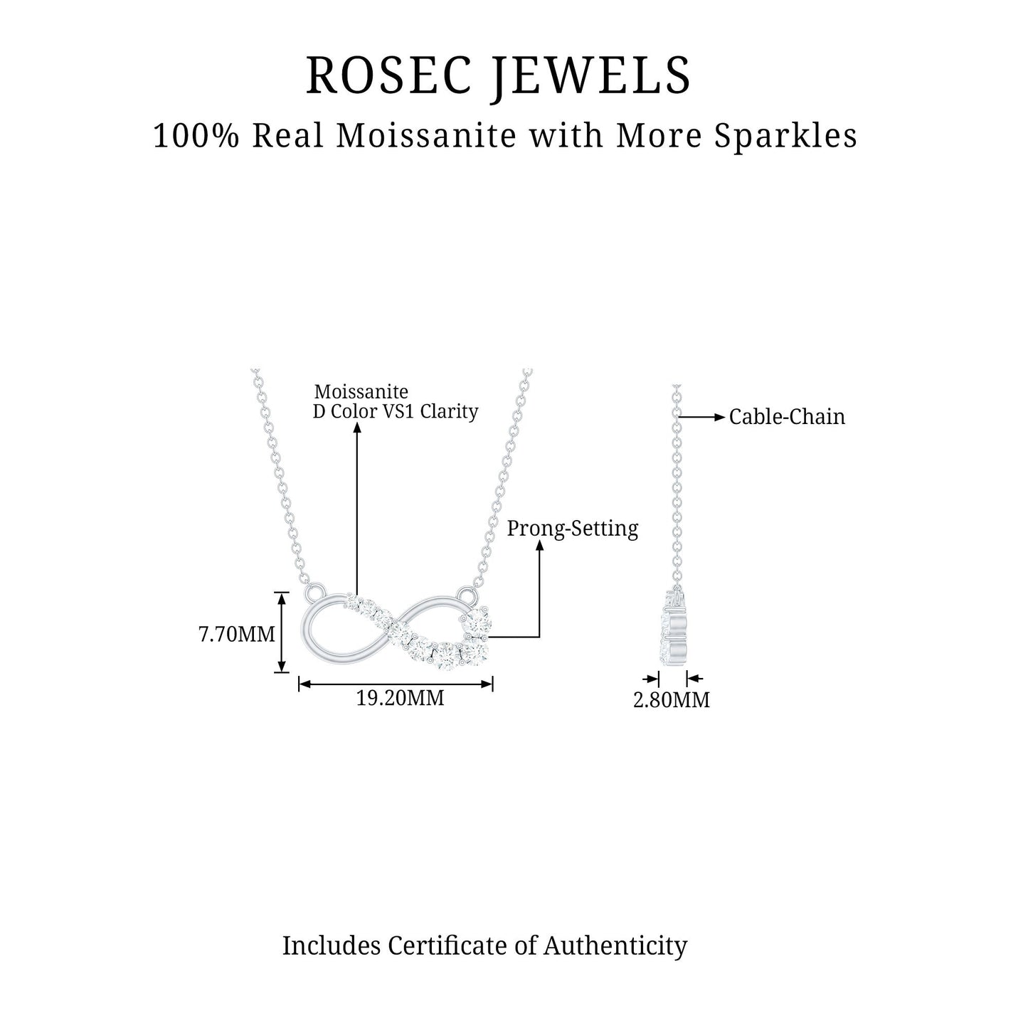 Certified Moissanite Infinity Necklace