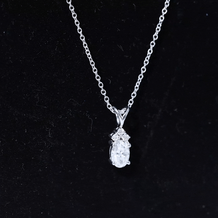 Oval and Round Cut Moissanite Pendant Necklace for Women