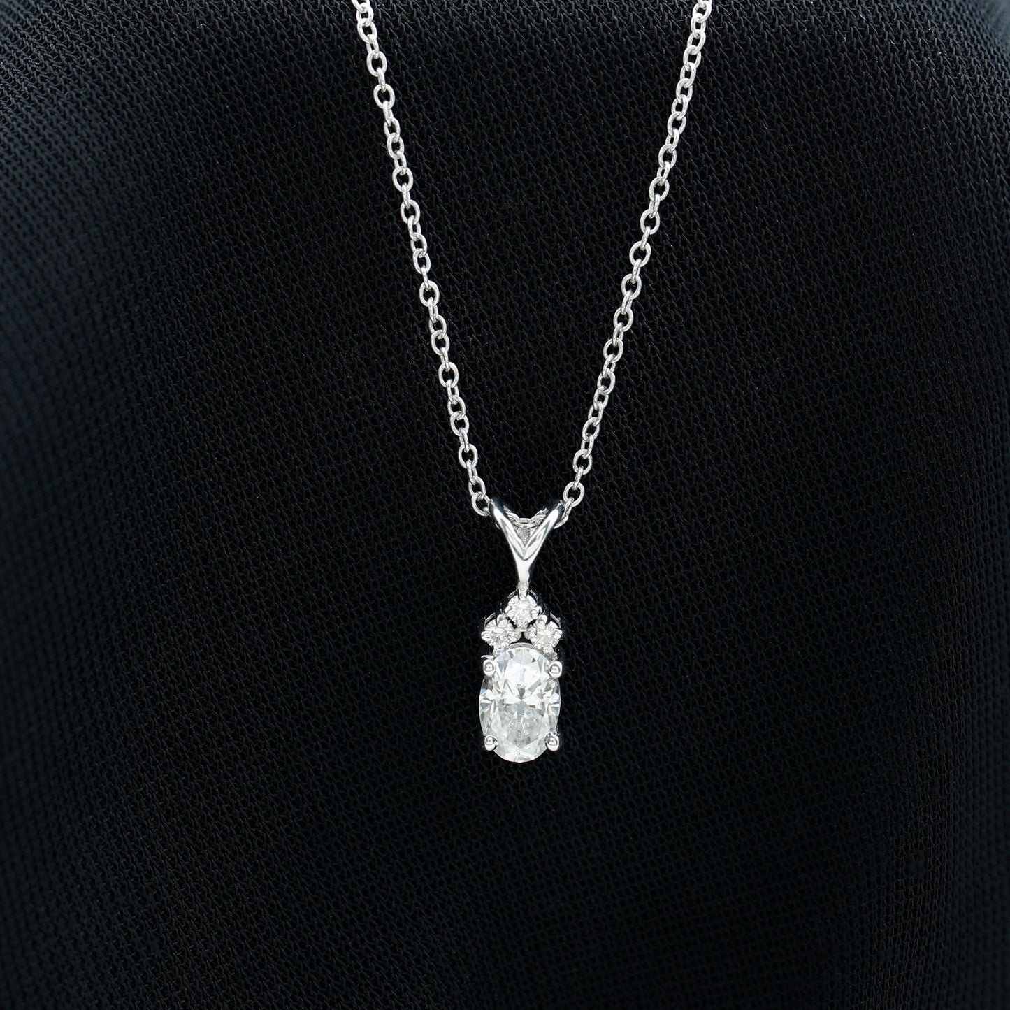 Oval and Round Cut Moissanite Pendant Necklace for Women