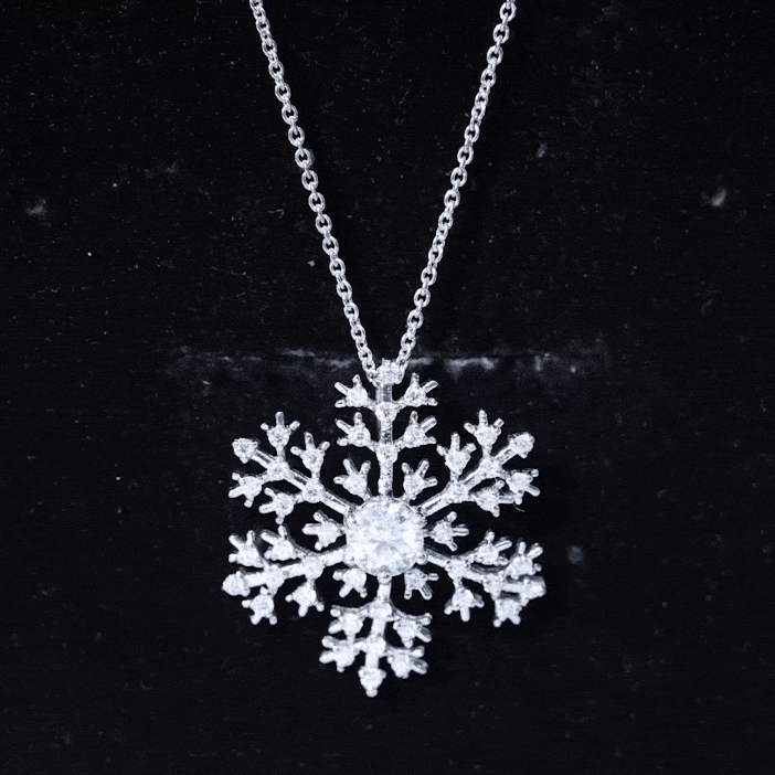 Certified Moissanite Snowflake Pendant Necklace With Chain