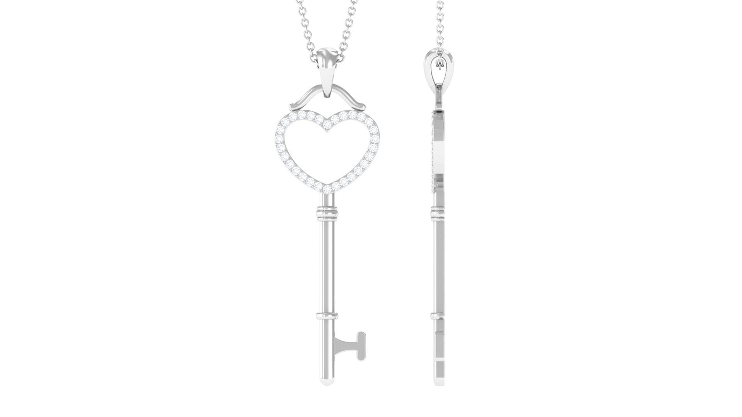 Certified Moissanite Open Heart Key Pendant for Her