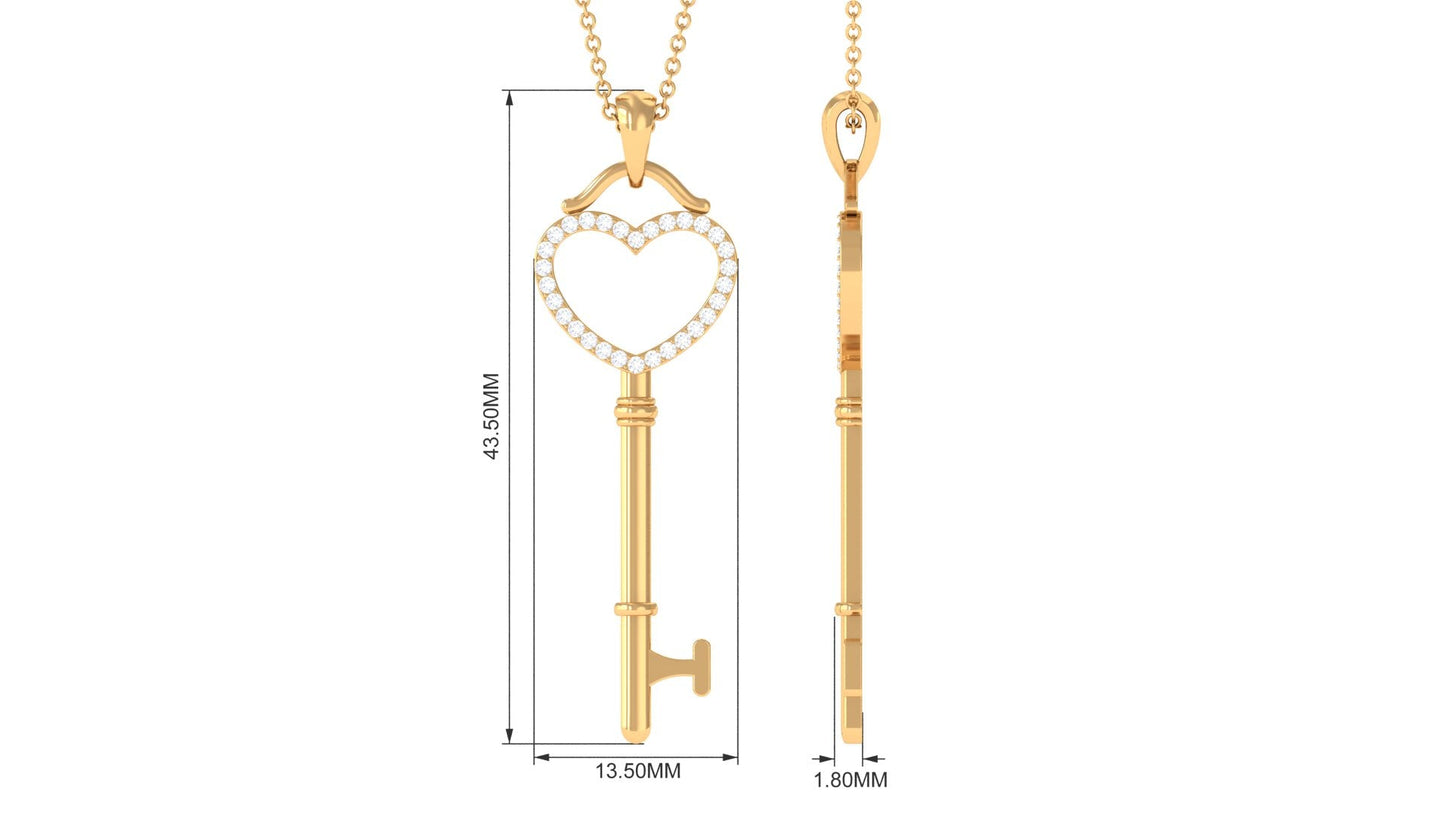 Certified Moissanite Open Heart Key Pendant for Her