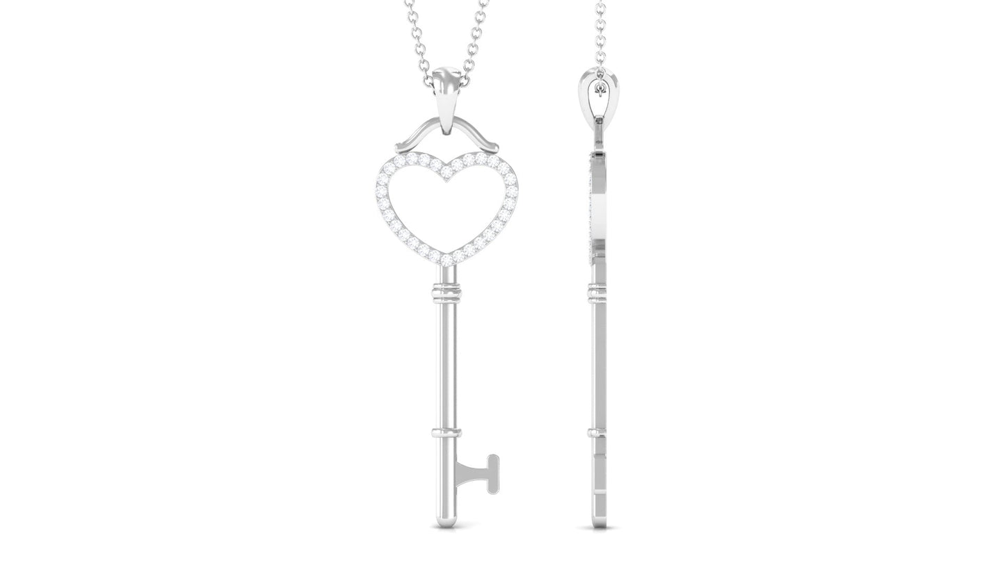 Certified Moissanite Open Heart Key Pendant for Her
