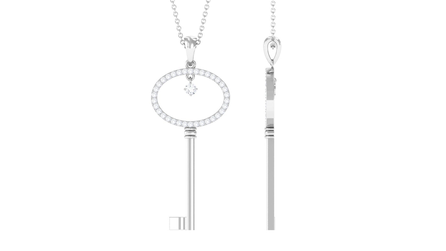 Certified Moissanite Key Pendant for Women