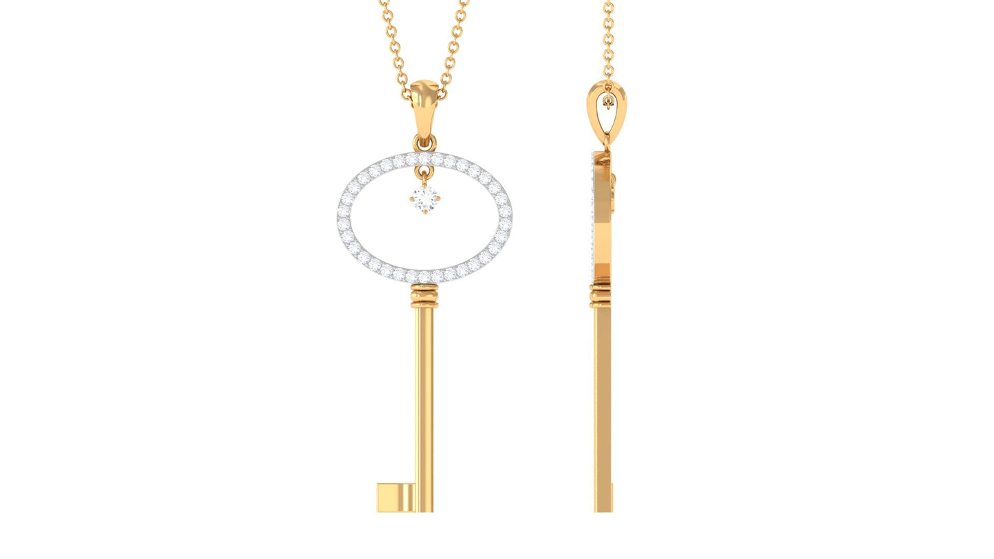 Certified Moissanite Key Pendant for Women