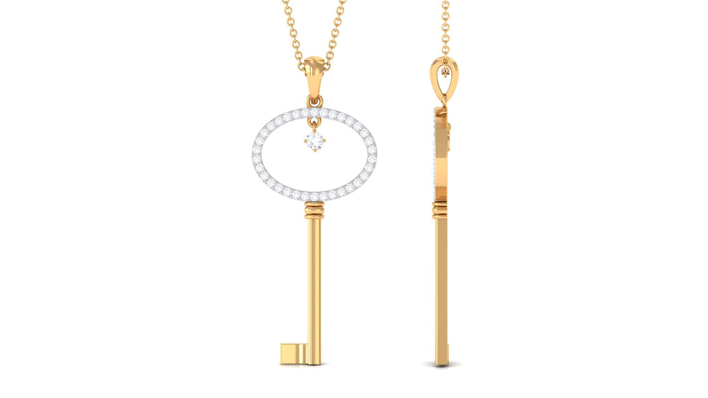 Certified Moissanite Key Pendant for Women