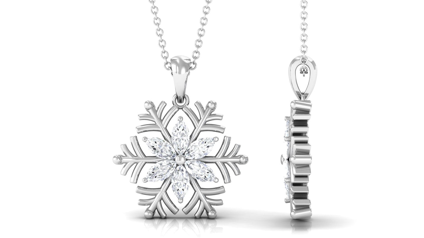 Certified Moissanite Snowflake Necklace for Women