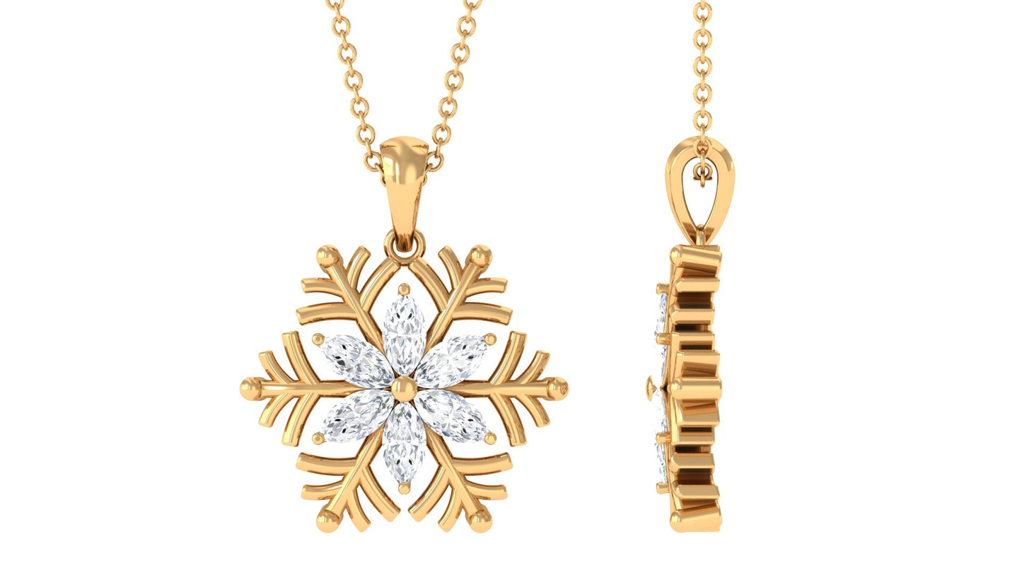 Certified Moissanite Snowflake Necklace for Women