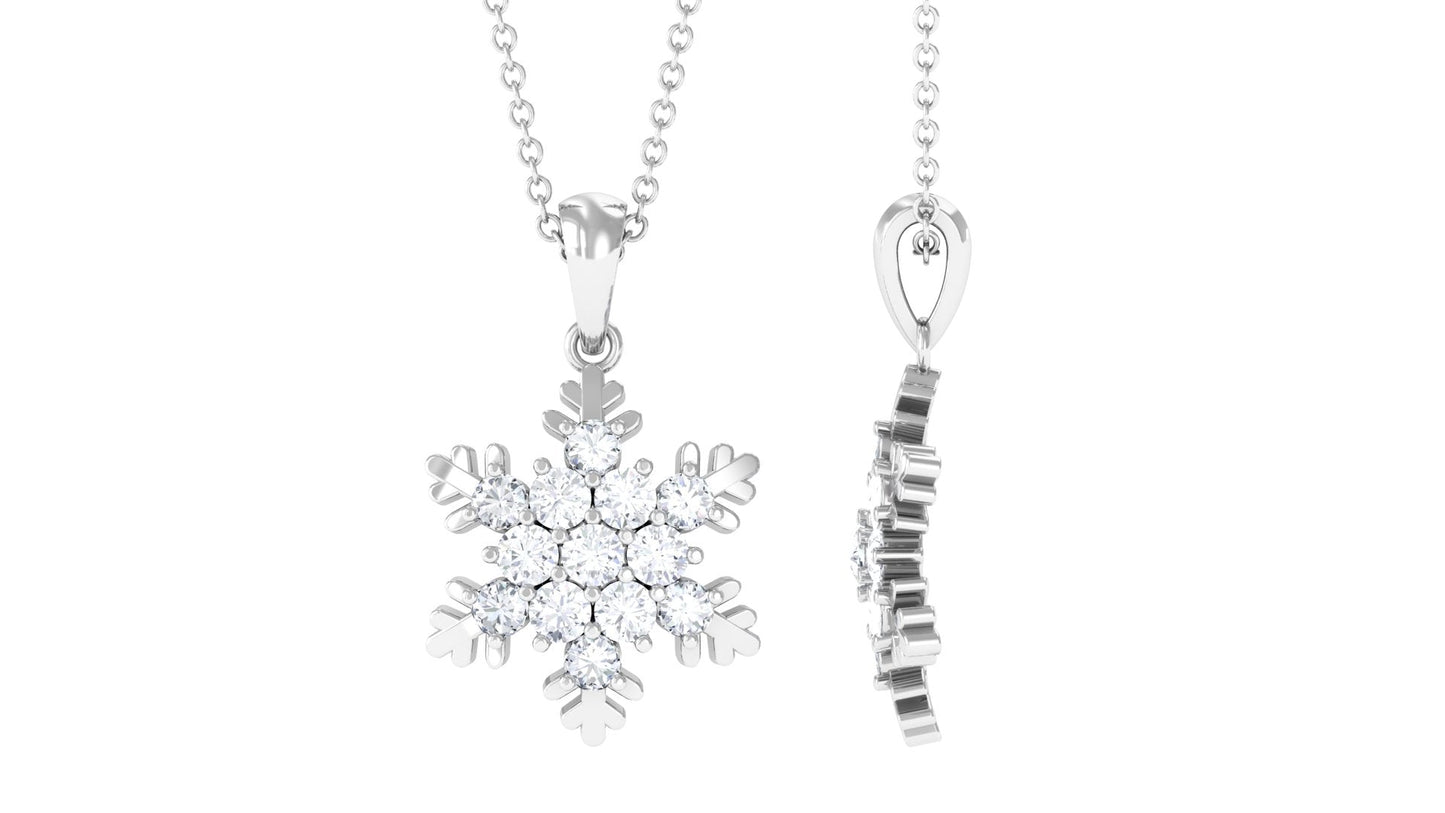 Certified Moissanite Snowflake Pendant Necklace for Her