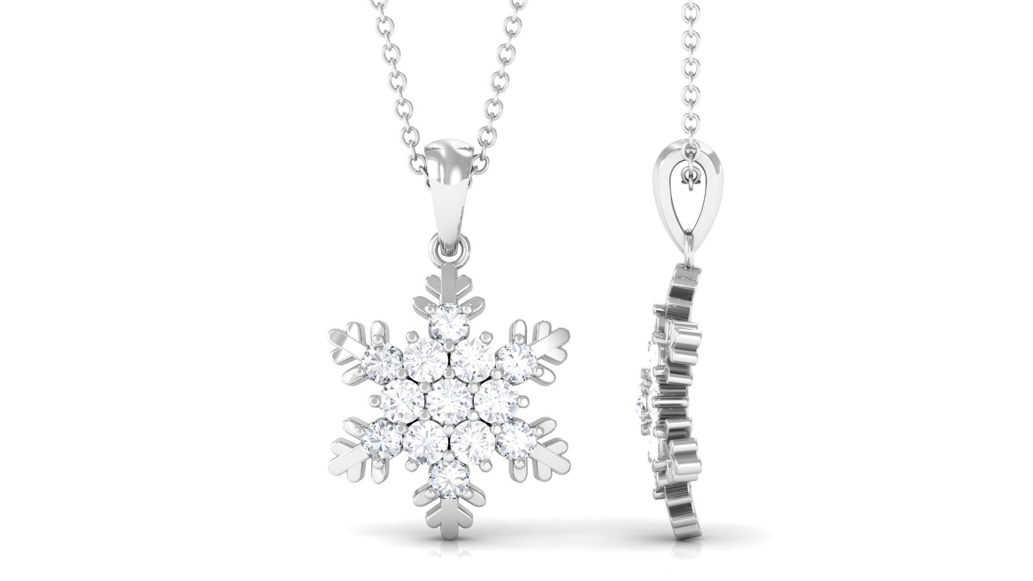 Certified Moissanite Snowflake Pendant Necklace for Her