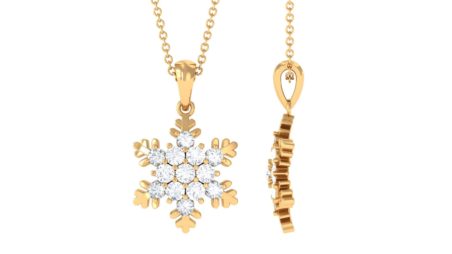 Certified Moissanite Snowflake Pendant Necklace for Her