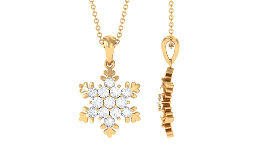 Certified Moissanite Snowflake Pendant Necklace for Her